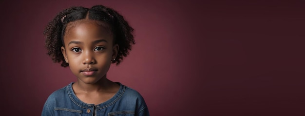 Une jeune fille afro-américaine isolée sur un fond de rubis avec un espace de copie