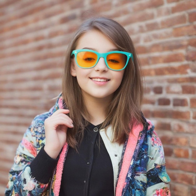 Photo une jeune fille attrayante aux cheveux courts, portant des lunettes et des vêtements de rue.