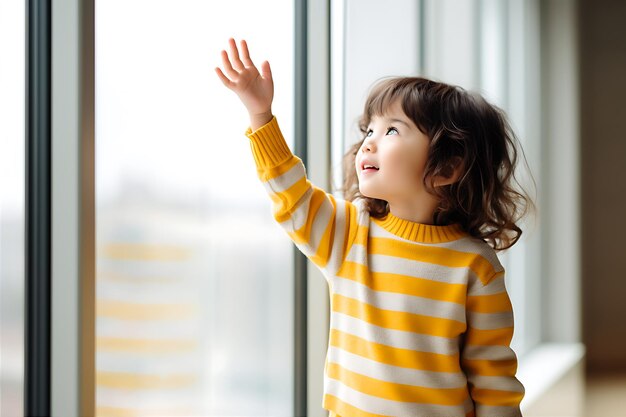 Photo la jeune fille au pull jaune