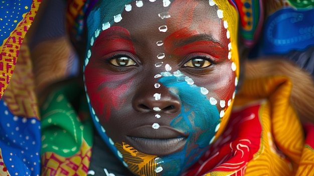 Photo une jeune fille au visage peint et à la coiffure