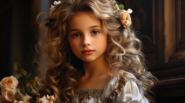 jeune fille avec de beaux cheveux bouclés