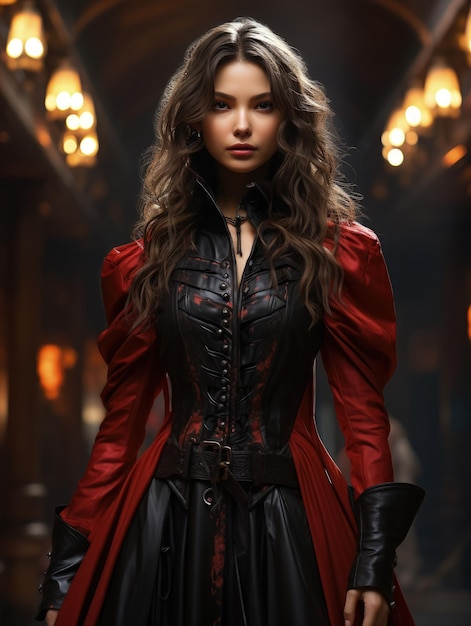 Une jeune fille belle cosplay vampire Dracula