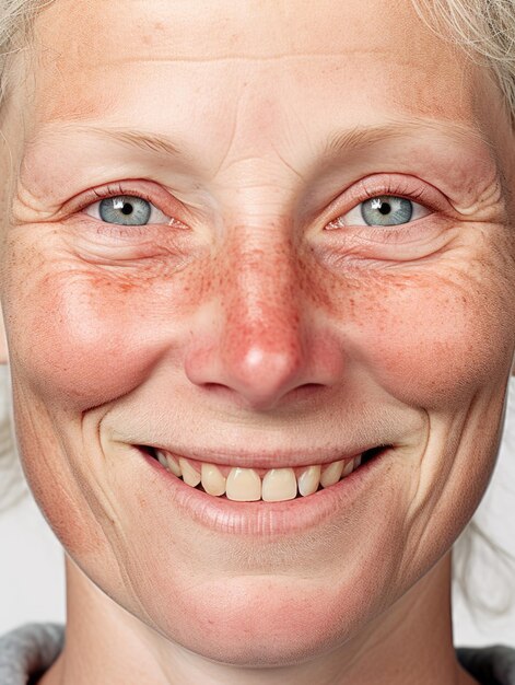 Une jeune fille causale avec un visage texturé de peau détaillée