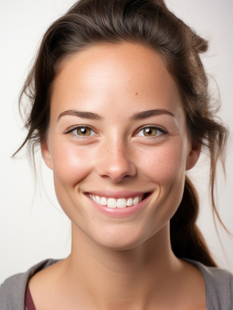 Photo une jeune fille causale avec un visage texturé de peau détaillée