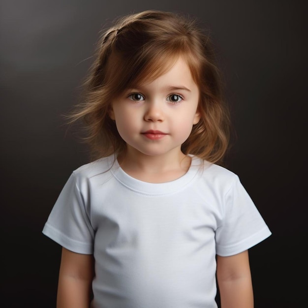 Une jeune fille avec une chemise blanche qui dit " a " dessus.