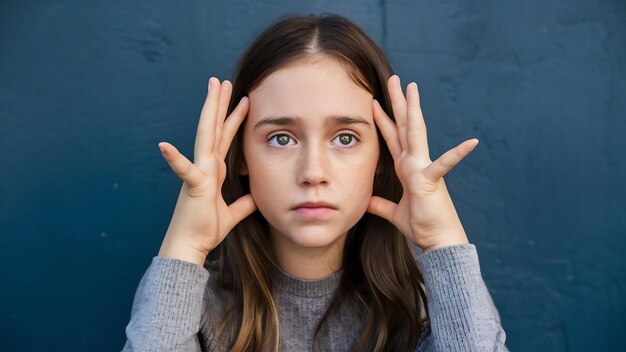 Photo jeune fille ennuyée face palmier regardant smth ennuyeux regardant la caméra avec fa réticent désintéressé