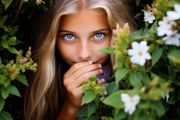 Photo une jeune fille en été à la dacha dans un blanc