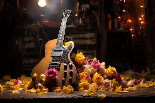 Une jeune fille et une guitare