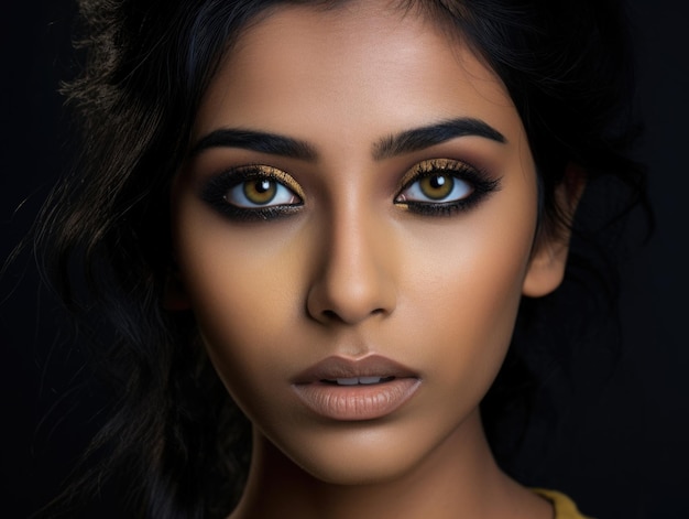 jeune fille indienne 20 quelque chose de gros yeux heureux et audacieux maquillage des yeux audacieux avec seulement du bac noir khôl