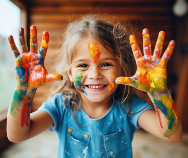 Jeune fille avec des peintures