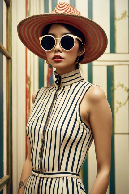 Photo une jeune fille portant un chapeau et des lunettes