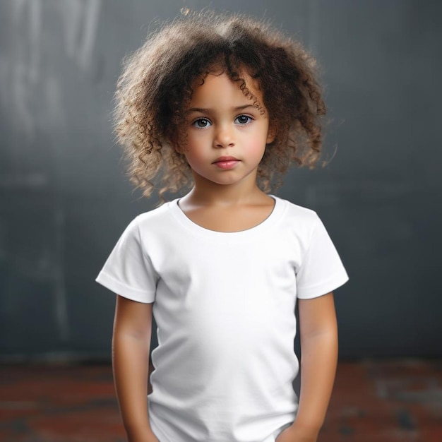 Une jeune fille portant une chemise blanche avec le mot " j'aime " dessus.