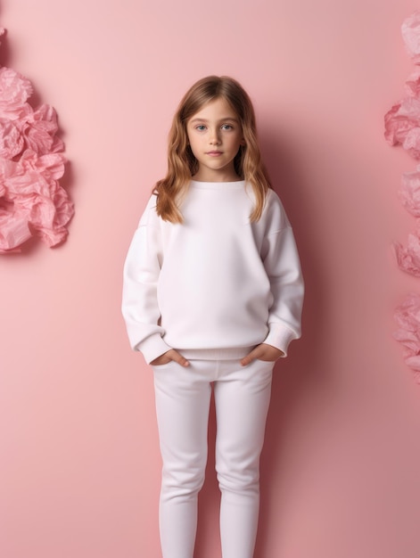 Jeune fille portant une chemise blanche pour la conception de maquettes