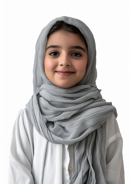 Une jeune fille portant un hijab gris