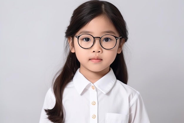 Une jeune fille portant des lunettes avec une chemise blanche qui dit "je t'aime"