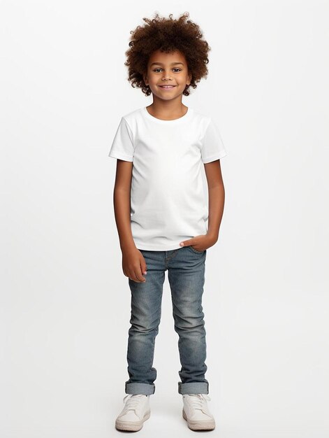 une jeune fille portant un t-shirt blanc avec un t-shirt blanc qui dit "