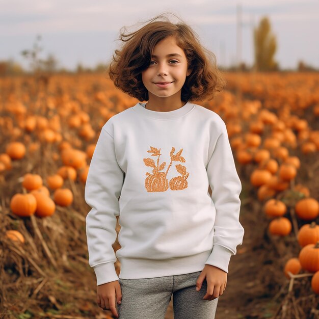 une jeune fille portant une veste colorée avec un motif coloré sur le devant