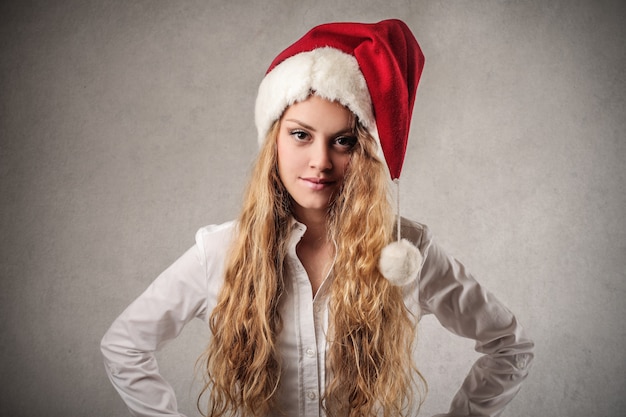 Jeune fille, porter, santa hat