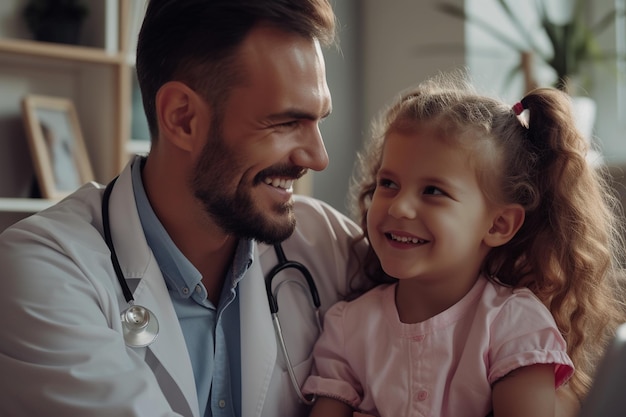 Une jeune fille à un rendez-vous chez le médecin. Arrière-plan de style bokeh.