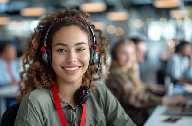 Une jeune fille souriante dans un casque