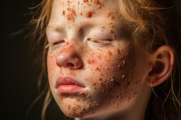 une jeune fille avec des taches de rousseur sur le visage