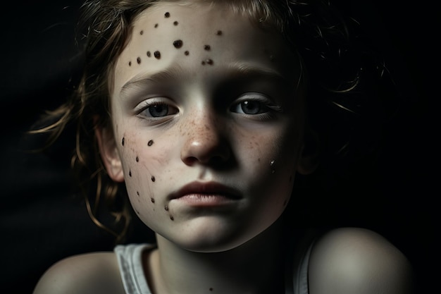 une jeune fille avec des taches sur le visage