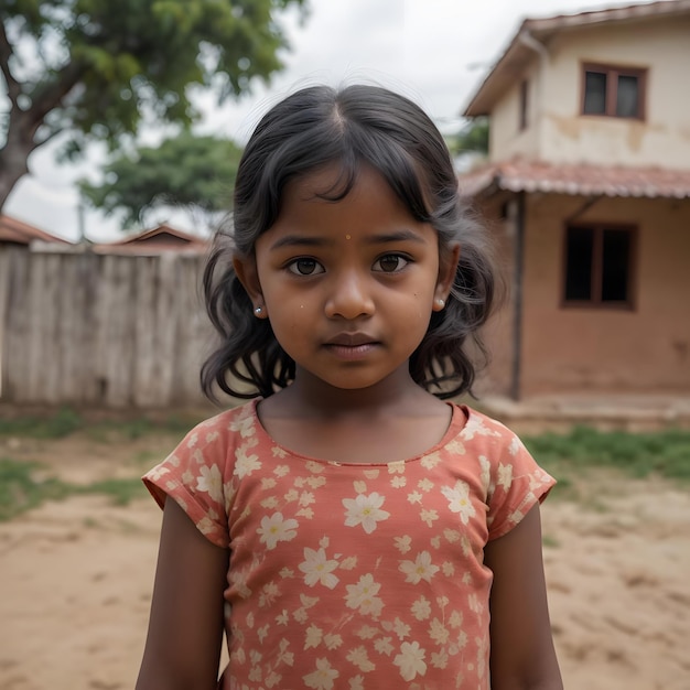 jeune fille tamoule près de la maison