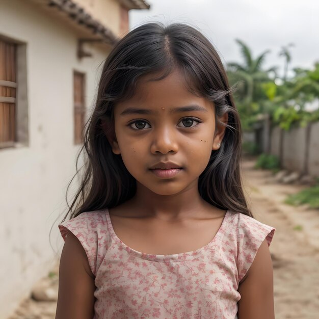 jeune fille tamoule près de la maison