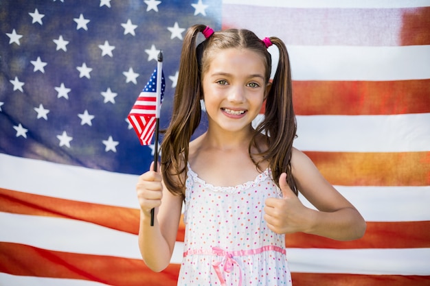 Jeune fille, tenue, drapeau américain