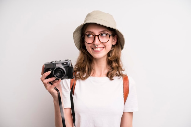 Jeune fille wphotographer concept de tourisme