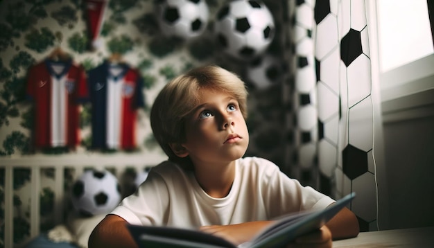 Un jeune garçon absorbé par la lecture d'un livre