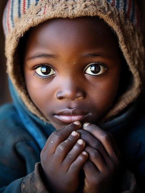 Photo un jeune garçon avec une capuche sur la tête