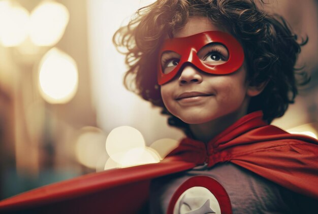 Un jeune garçon déguisé en super-héros