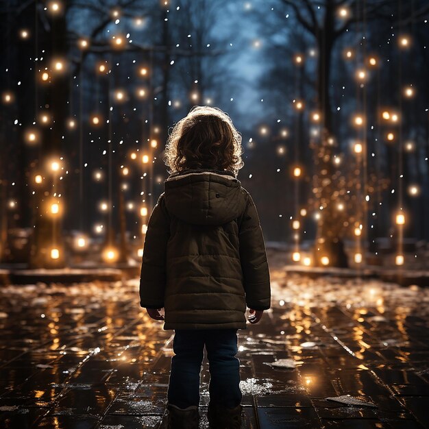 Photo un jeune garçon devant un arbre de noël