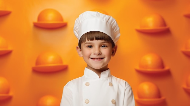 jeune garçon portant l'uniforme de chef