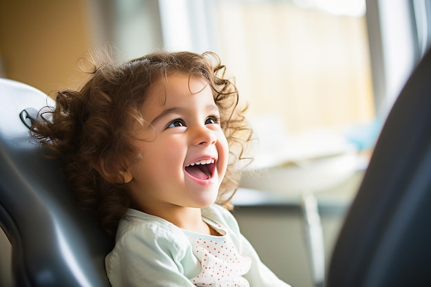 Un jeune garçon rend visite au dentiste dans le style bokeh.