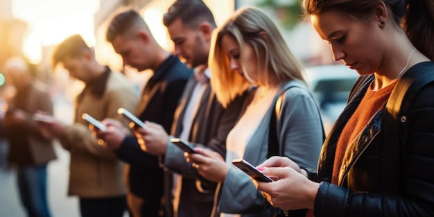 Jeune génération adoptant les tendances numériques Jeunes s'amusant en plein air