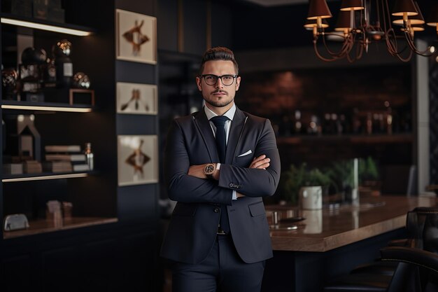 Un jeune homme d'affaires en costume