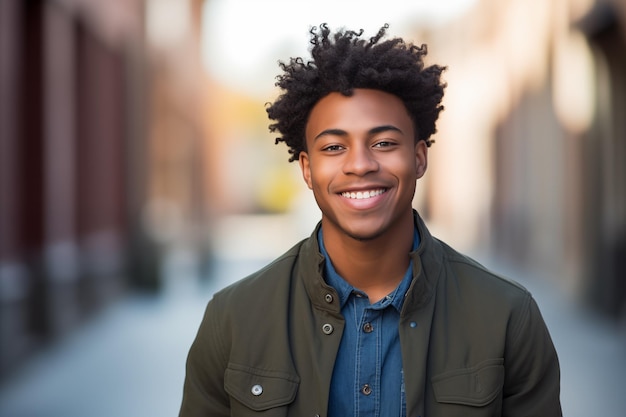 Jeune homme afro-américain à l'extérieur