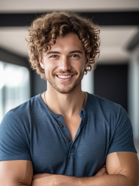 Un jeune homme attrayant et optimiste.