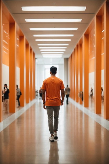 Photo un jeune homme beau se promène dans le bureau.