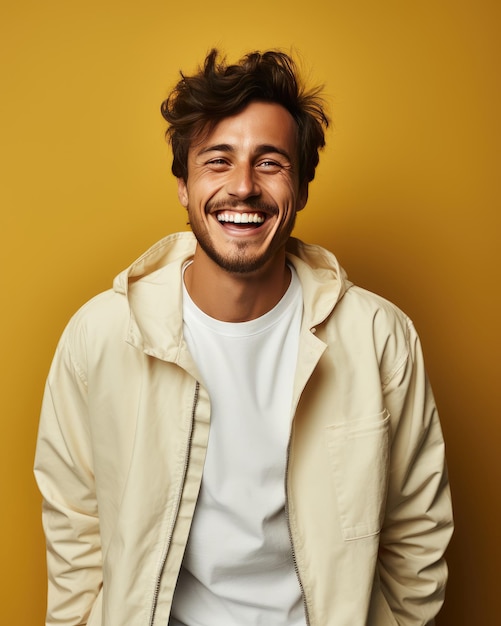 Jeune homme beau souriant portant un sweat-shirt isolé Créé avec la technologie Generative Ai