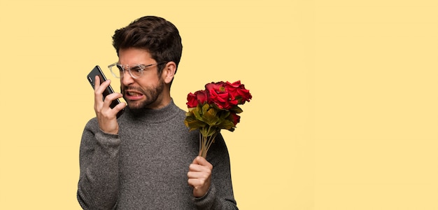 Jeune homme célébrant la Saint Valentin