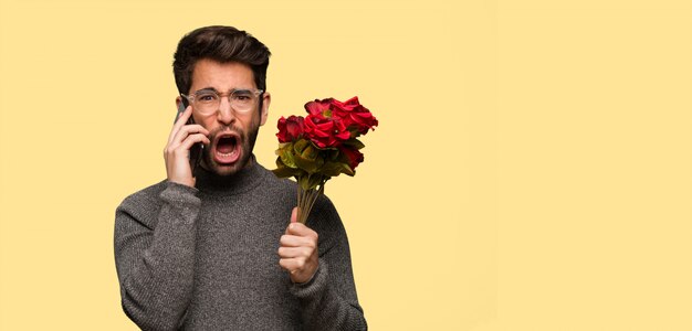 Jeune homme célébrant la Saint Valentin