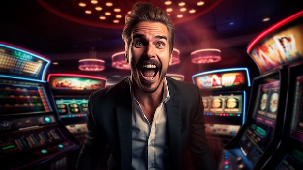 Photo un jeune homme dans un casino.