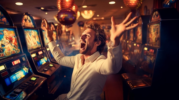 Un jeune homme dans un casino.