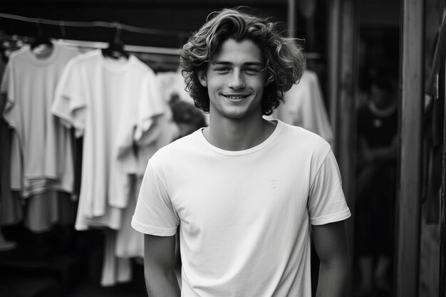 Photo un jeune homme élégant dans une chemise blanche photo de rue