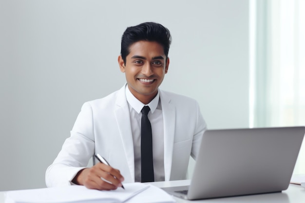 jeune homme expression heureuse bureau d'affaires et concept d'entreprise généré par ai