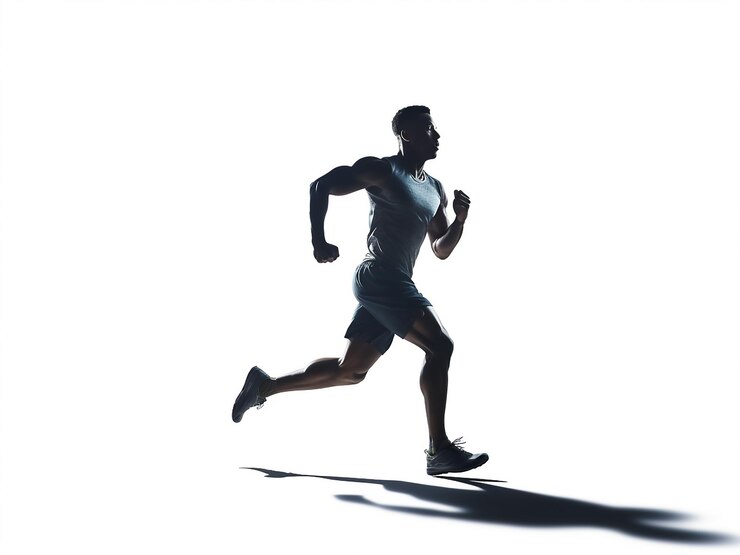 Photo jeune homme faisant du jogging et sautant en silhouette sur un fond blanc