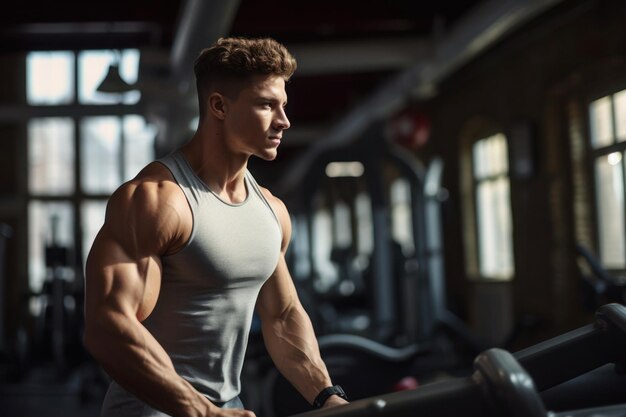 jeune homme faisant de l'exercice dans un gymnase musculaire